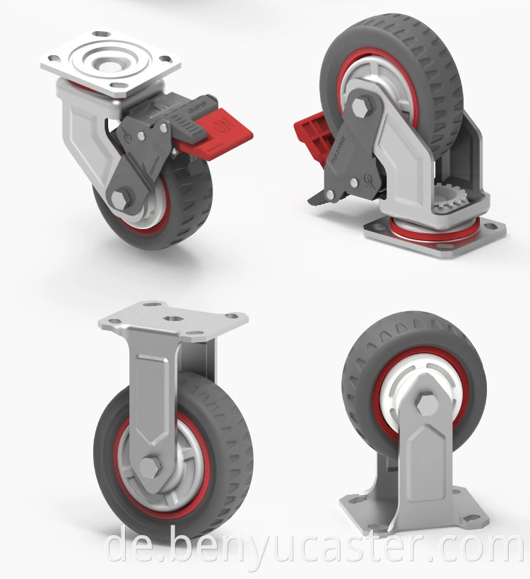 Brems- und Fixed -Caster -Rad mit PU von 3 Zoll bis 5 Zoll mit geringem Rauschen